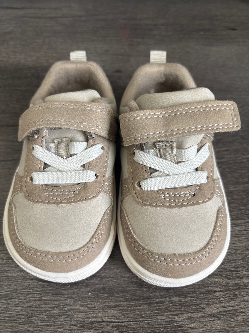 Carter's Tan and White Velcro Toddler Sneakers